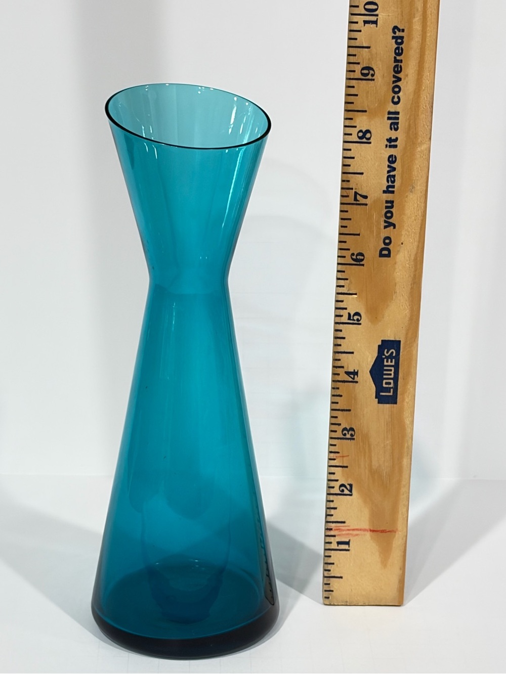 1960s Morgantown #9902 Peacock
Blue Slant Top Bud Vase Adams Candle
Holder Vtg - Picture 5 of 8